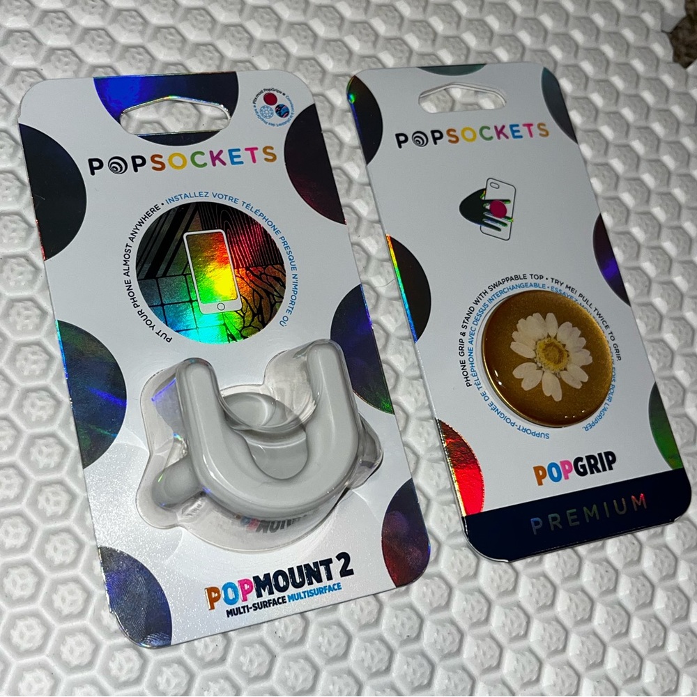 Pressed Flower White Daisy PopSocket & Pop Mount Bundle